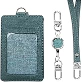 Larpur ID Badge Holder with Retractable Reel and Detachable Lanyard, Vertial Card Holders for Work, Office, School, Clear ID Window 2 Card Slots for Women Men