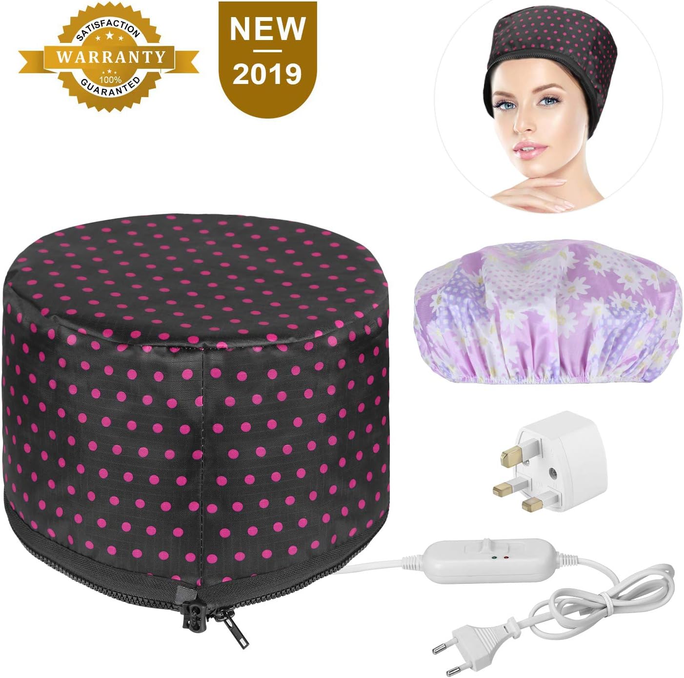 Hair Steamer,Heatigo High End Hair Thermal Hat,For Hair Spa Home Thermal Treatment Beauty Steamer Cap Nourishing Hair Care Hat Perfect for Personal Care,With Converters,Hat Accessories（Random Color）