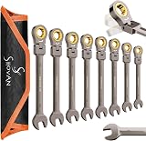 ss shovan 8Pcs Flexible Head Ratchet Spanner Set 72 Tooth 8-19mm Chrome Vanadium