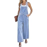 luvamia Denim Overalls for Women Wide Leg One Piece Jean Jumpsuits Fashion Baggy Bib Overall Loose Fit Pleated Pockets