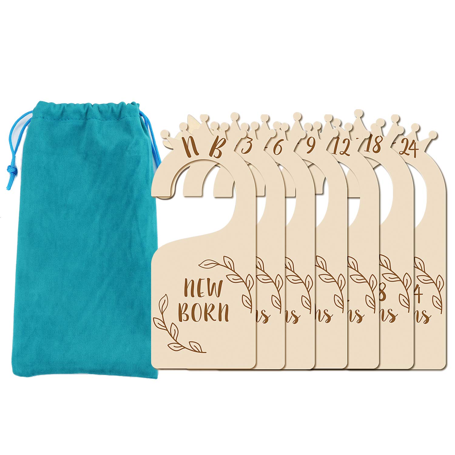 wavvter Wooden Unicorn Baby Closet Divider,Upgrade NB to 24 Months Baby Cloth Organizer by Age and Size Nursery Infant Wardrobe Divider Gift for Newborn Baby Shower (Crown)