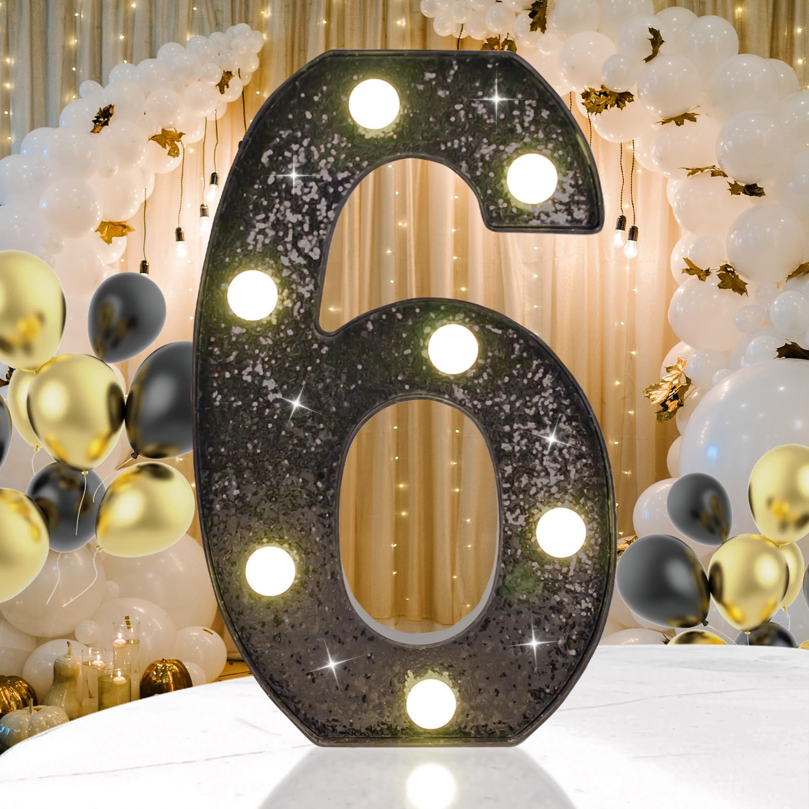 Photo 1 of Decorative LED Light up Numbers, Glitter Black Marquee Number Lights Sign for Birthday Party, Night Lamp, Home, Bar, Graduation, Wedding, Proposal Decoration 6