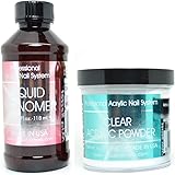 MIA SECRET PROFESSIONAL LIQUID MONOMER 4 oz + CLEAR ACRYLIC POWDER 4 oz NAIL SYSTEM