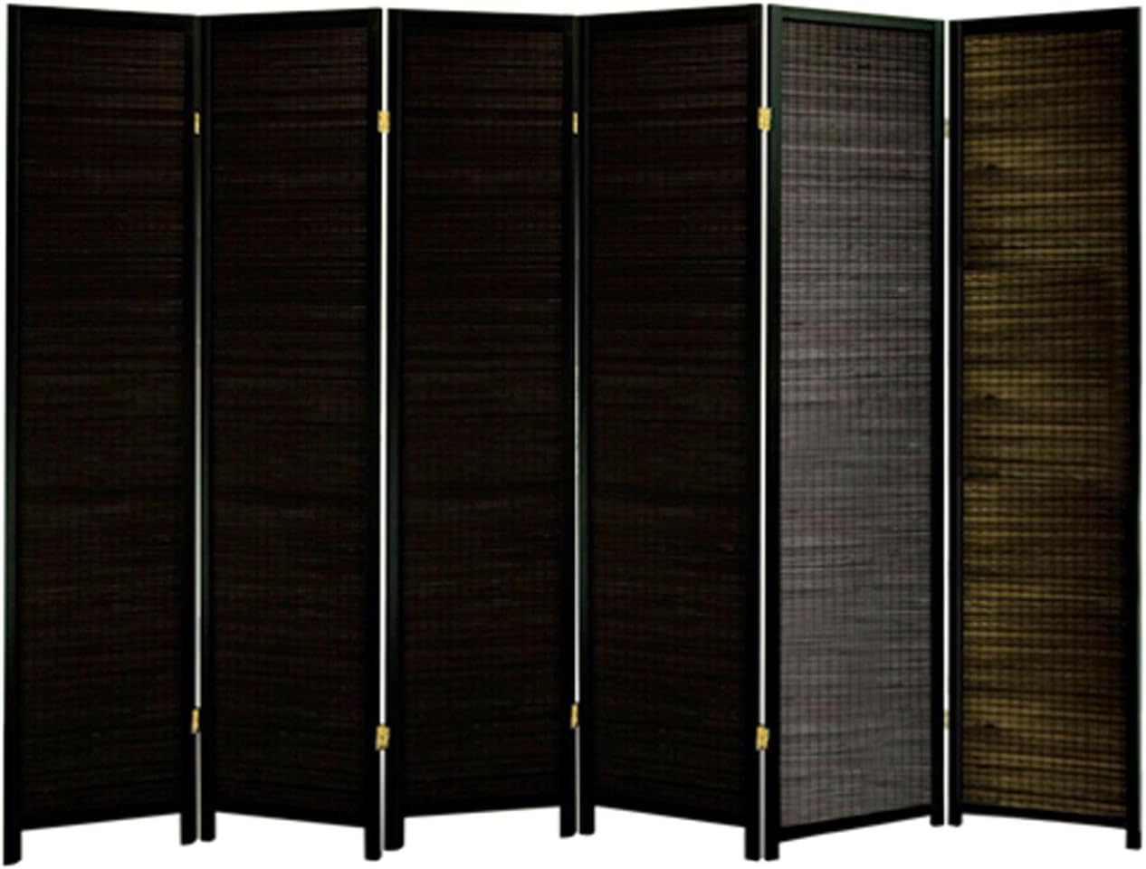 BLACK WOOD ROOM DIVIDER 6 PANEL DOUBLE SIDED FOLDABLE PRIVACY SCREEN