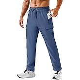 TACVASEN Men's Hiking Cargo Pants with Zipper Pockets Lightweight Quick Dry Water Resistant Travel Athletic Casual Pants