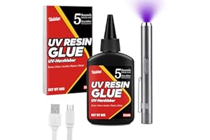 VIVIDYE UV Resin Kit with Light - 60g UV Resin with Rechargeable Flashlight, Fast Curing in 5 Seconds, Clear UV Glue for Welding Plastic, Glass Repair, Acrylic - UV Adhesive for Bonding Jewelry, DIY, Crafts