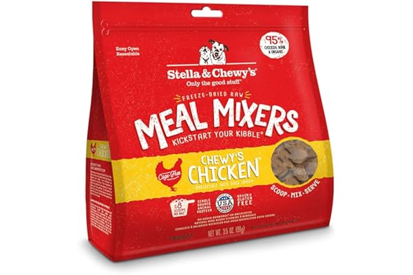 Stella & Chewy's Freeze Dried Raw Chewy’s Chicken Meal Mixers – Dog Food Topper for Small & Large Breeds – Grain Free, Protein Rich Recipe – 3.5 oz Bag