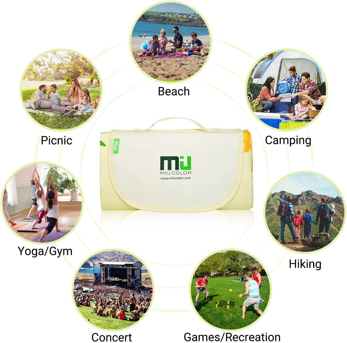 MIU COLOR Large Waterproof Outdoor Picnic Blanket, Sandproof and Waterproof Picnic Blanket Tote for Camping Hiking Grass Travelling (80"x 60" A Pineapple) : Sports & Outdoors