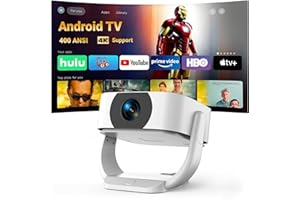【360°Rotation/Built-in Apps】 4K Support Projector with WiFi6 and Bluetooth, Native 1080P Mini Projecteur with Electric Focus 