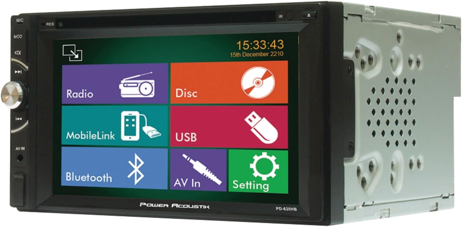 POWER ACOUSTIK PD-620HB in-Dash Double DIN DVD AM/FM Receiver with 6.5