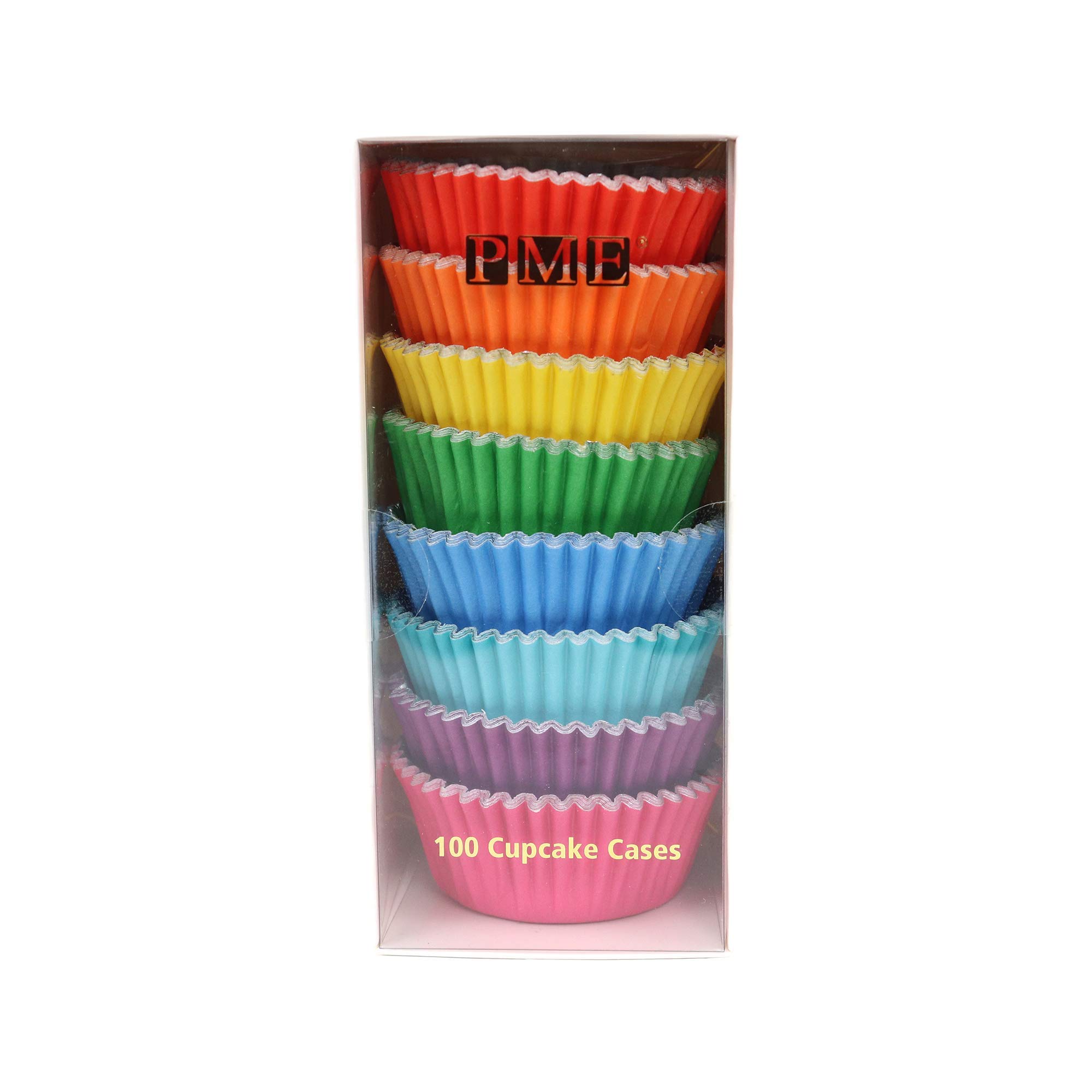 PME BC951 Rainbow Colours Foil-Lined Baking/Cupcake Cases, Set of 8, Pack of 100