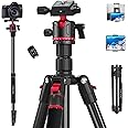 70" Tripod for Camera, Professional Aluminum Camera Tripod & Monopod with 360° Ball Head, Adjustable Lightweight Travel Tripod for Phone,DSLR,Tablet with Carry Bag