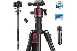 ZIKZOK 70" Tripod for Camera, Professional Aluminum Camera Tripod & Monopod with 360° Ball Head, Adjustable Lightweight Travel Tripod for Phone,DSLR,Tablet with Carry Bag