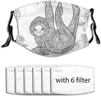 GEEVOSUN Face Cover Wild Coloring Page Drawn Lovely Sloth Forest