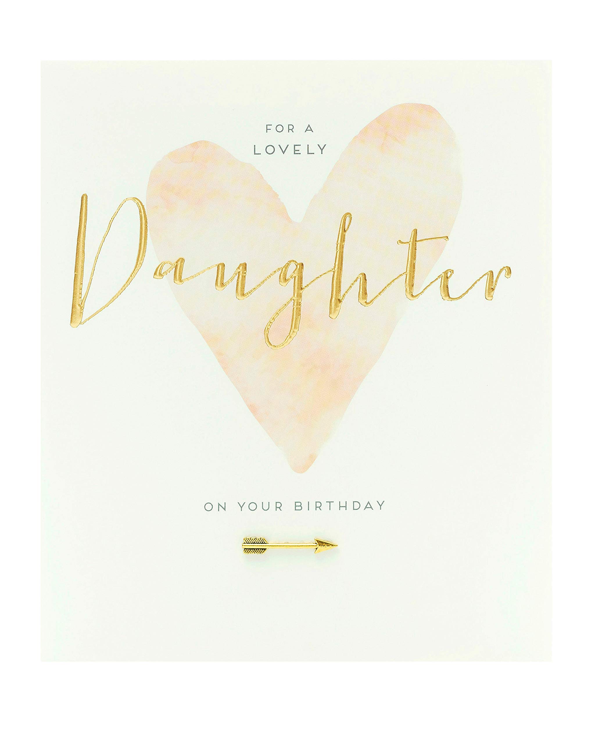 UK Greetings Birthday Card for Daughter - Lovely Daughter Design, white|beige|yellow|green, 159mm x 184mm
