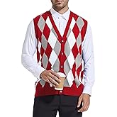 Beotyshow Mens Argyle Sweater Vests V Neck Sleeveless Cardigan Vest Knitwear