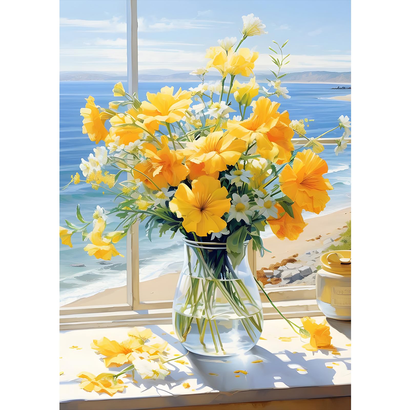 MXJSUA 5D DIY Vase Flowers Diamond Painting, Flowers Diamond Painting Full Kit, Diamond Painting Craft Rhinestone Cross Stitch Painting for Adults, 30x40 cm