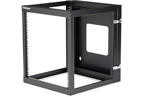 StarTech.com 12U 22-Inch Hinged Open Frame Rack Cabinet Wallmount Server Rack Components, Black (RK1219WALLOH)