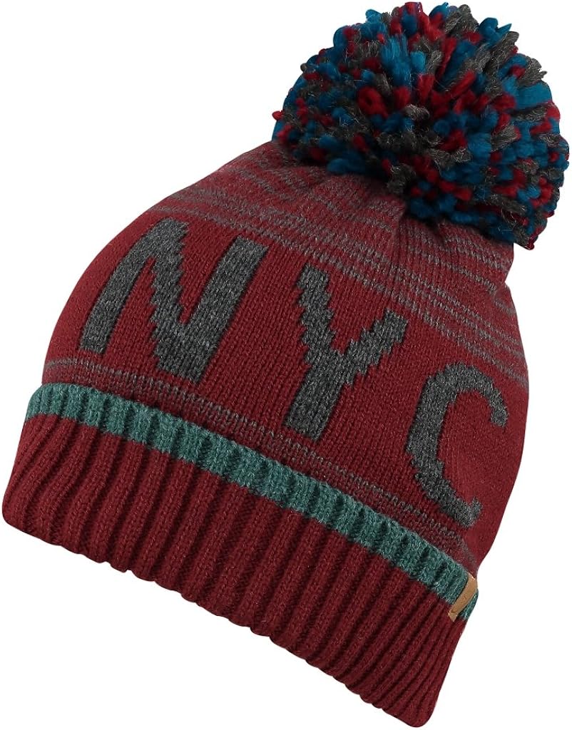 burgundy beanie hat with bobble