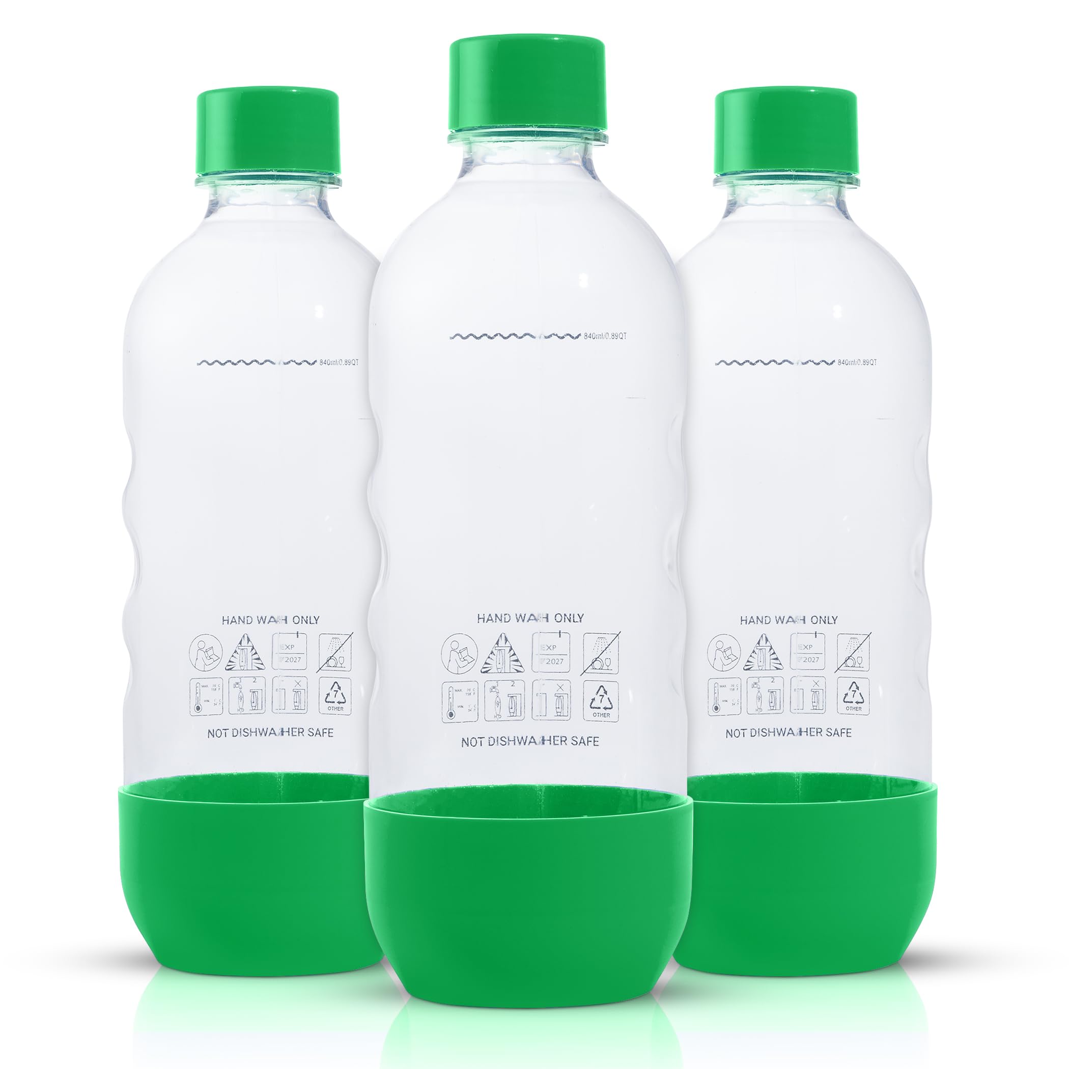 Photo 1 of Replacement Carbonating Sparkling Water Bottles for SodaStream - 1 Liter, BPA-Free & Leak-Proof (Compatible with Fizzi, One Touch, Jet, Source, Play, Genesis, Power Models) - 3-Pack (Green)