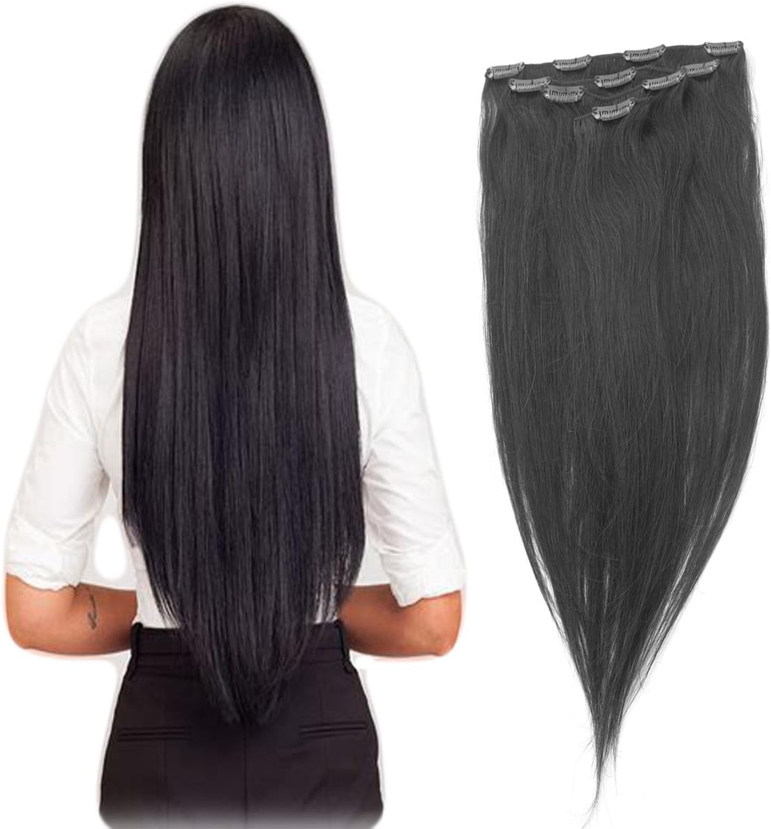 100% Remy Human Hair Extensions 4 Piece 10 Clips Invisible Wire Clip In Human Hair Extensions