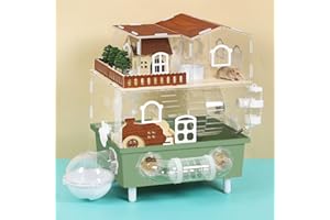 Large Hamster Cage Acrylic Hamster Enclosure with Hideout, Wheel & Tunnels Clear Pet Mice Habitats for Syrian Dwarf Hamster, 