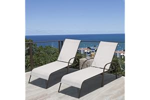 Giantex Set of 2 Patio Lounge Chair, Outdoor Chaise Lounge with 5 Adjustable Backrest, Sturdy Steel Frame, Sunbathing Recliner, Beach Chair, Tanning Chair for Outside, Yard, Balcony, Pool Chairs, Grey