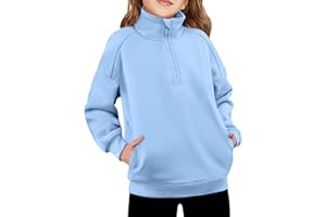 Arshiner Girls Half Zip Sweatshirt Fleece Quarter Zip Pullover Sweatshirts Fall Winter Clothes for Teen Girl Side Pockets
