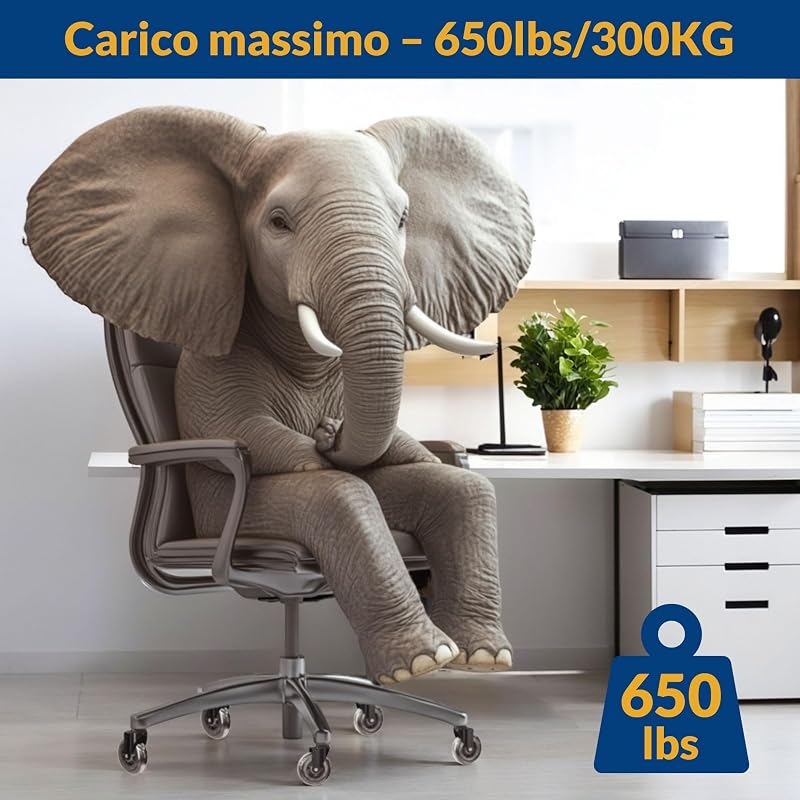Set 5 Ruote Sedia Ufficio 11x22mm - Rotelle Sedia Ufficio Ultra Silenziose 360° con Doppio Cuscinetto, Portata 300KG - Per Parquet e Pavimenti Duri