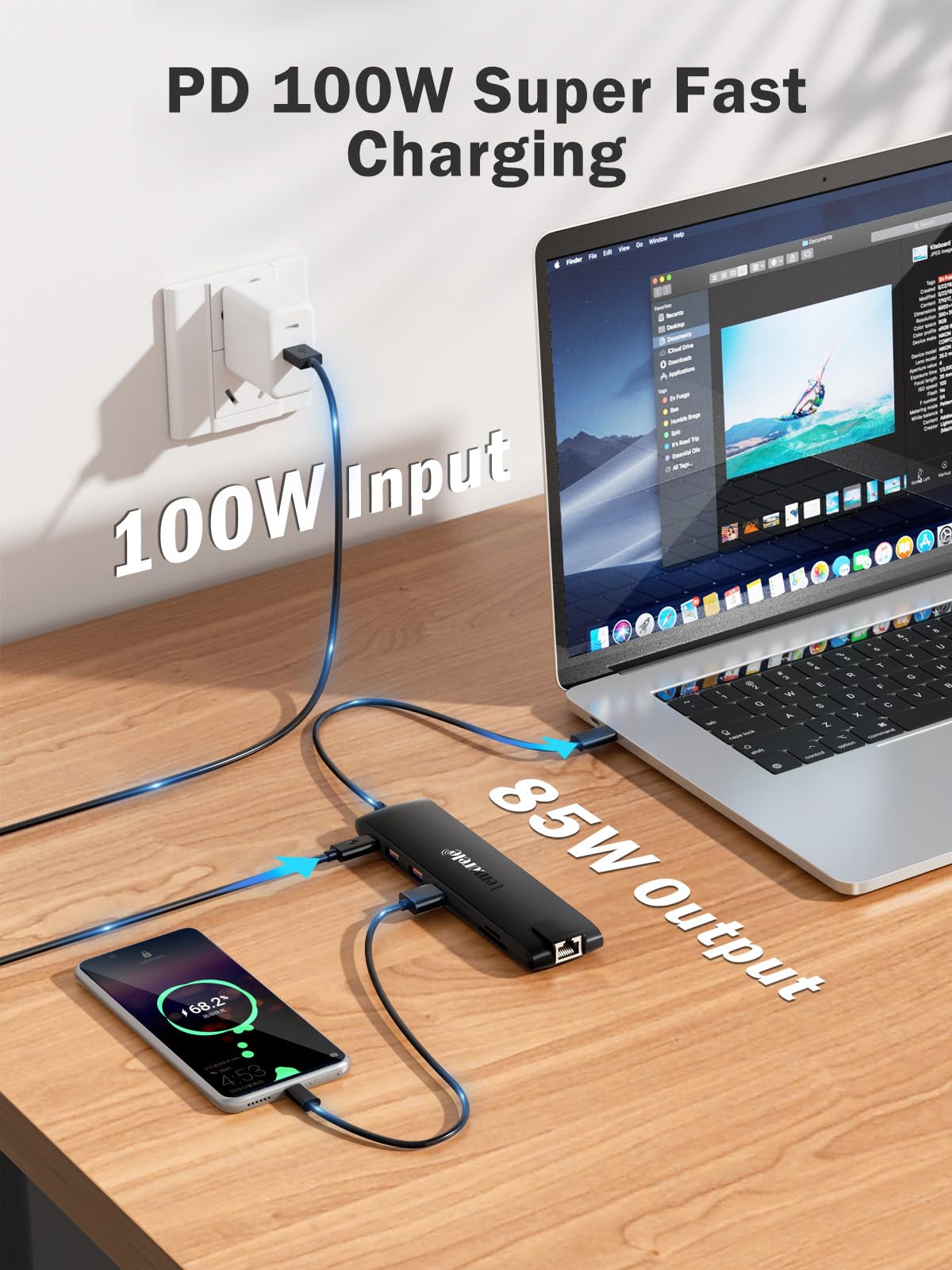 Upgrade Lemorele Docking Station USB C/A 10Gbps 3*Display- 14 in 1, USB C Dock 2 HDMI Adapter 4K, Ethernet, 4 USB 3.2/2.0, VGA, Type-C 3.1, PD 100W, Audio, SD/TF, für Windows, MacBook 6