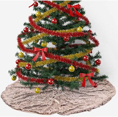 Amazon Co Jp Lqfld クリスマスツリースカート ホワイト 48インチ フェイクファーツリーオーナメント プラッシュ クリスマスツリースカート クリスマスデコレーション 年会 雪だるま サンタ 繊細な手芸 1cm 854 701 ホーム キッチン