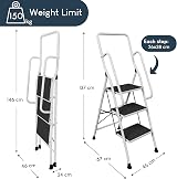 Home Vida 3 Step Ladder with Handrail Foldable Non Slip Safe Heavy Duty view 2