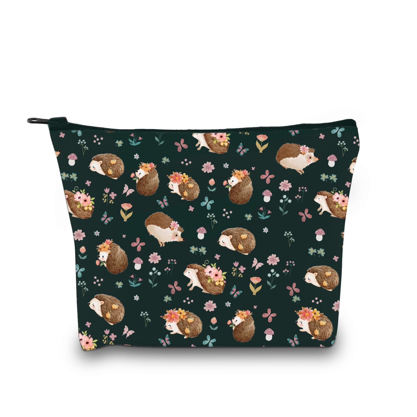 Hedgehog Cosmetic Makeup Bag Hedgehog Mom Gift Animal Lover Gift Hedgehog Owner Gift The Hedgehog Zipper Pouch (Cotton, Hedgehog Makeup Bag 1uk)