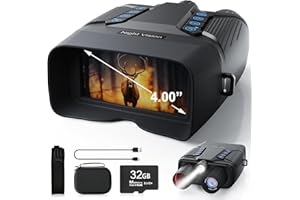 GROPOW Night Vision Goggles, Night Vision Binoculars for Adult, 4.0” Screen, 4K UHD Video & 40MP Image, 8X Digital Zoom, 32GB Card, 2000FT Infrared Binoculars with Tactical Light