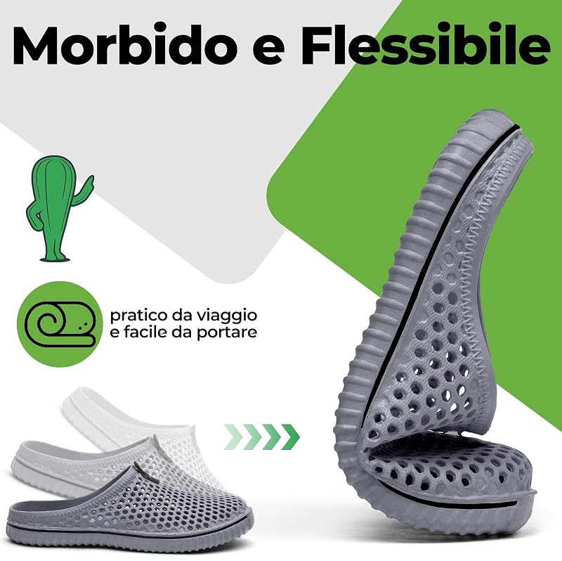 Unisex Zoccoli Ciabatte Scarpe da Spiaggia Grigio 41 EU