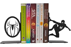 HeavenlyKraft Superhero Decorative Metal Bookends,Metal Bookends, Non Skid Book Ends, Book Stopper for Home/Office Decor/Shel