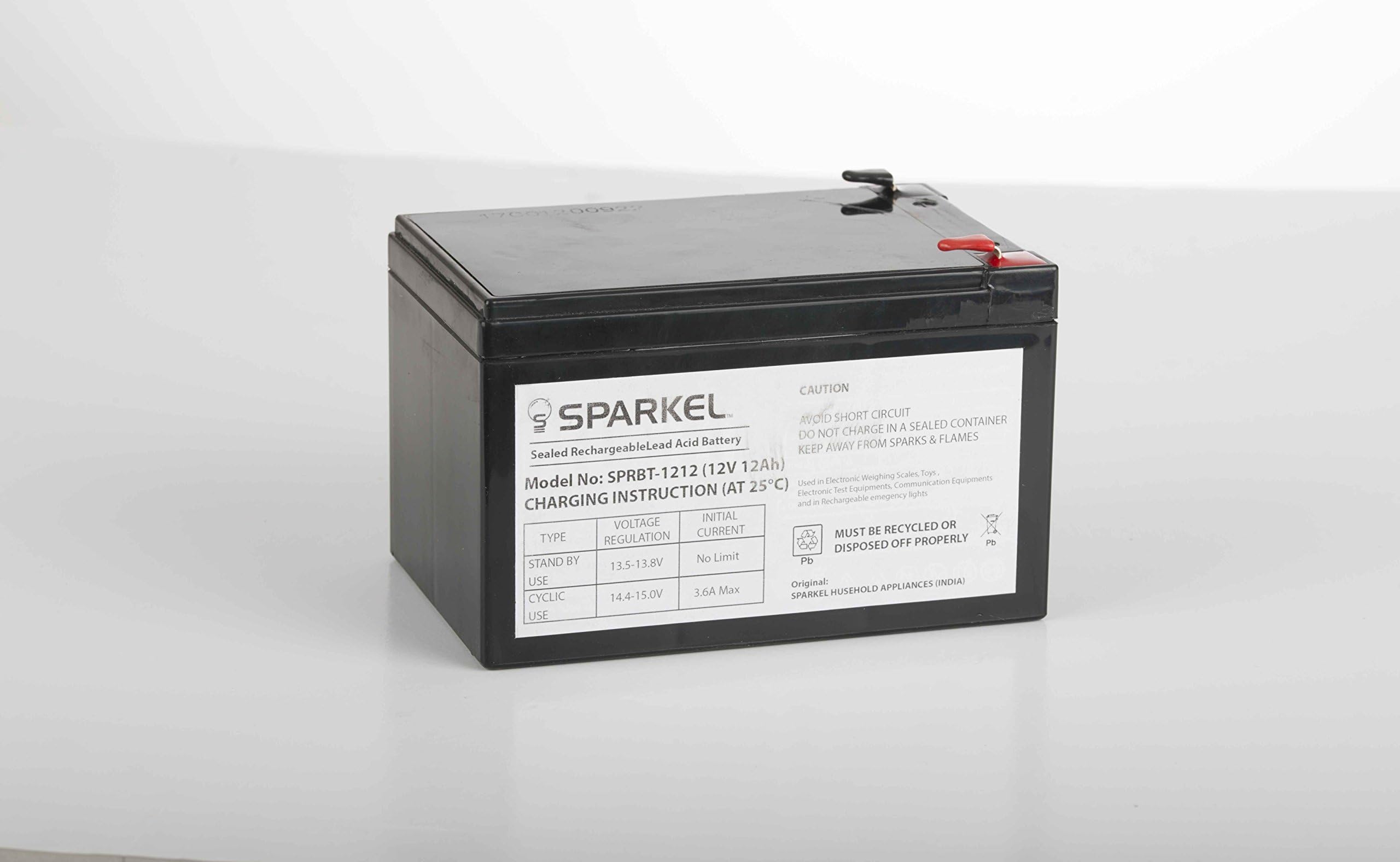 Sparkel 12V 12Ah SMF/VRLA UPS Rechargeable Lead Acid Battery (SPRBT-1212)
