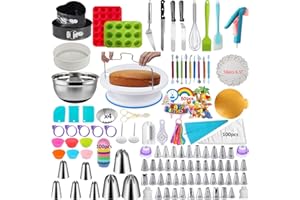 Cake Decorating Supplies,421 PCS Cake Decorating Kit 2 Packs Springform Cake Pans, Cake Rotating Turntable,48 Piping Icing Ti