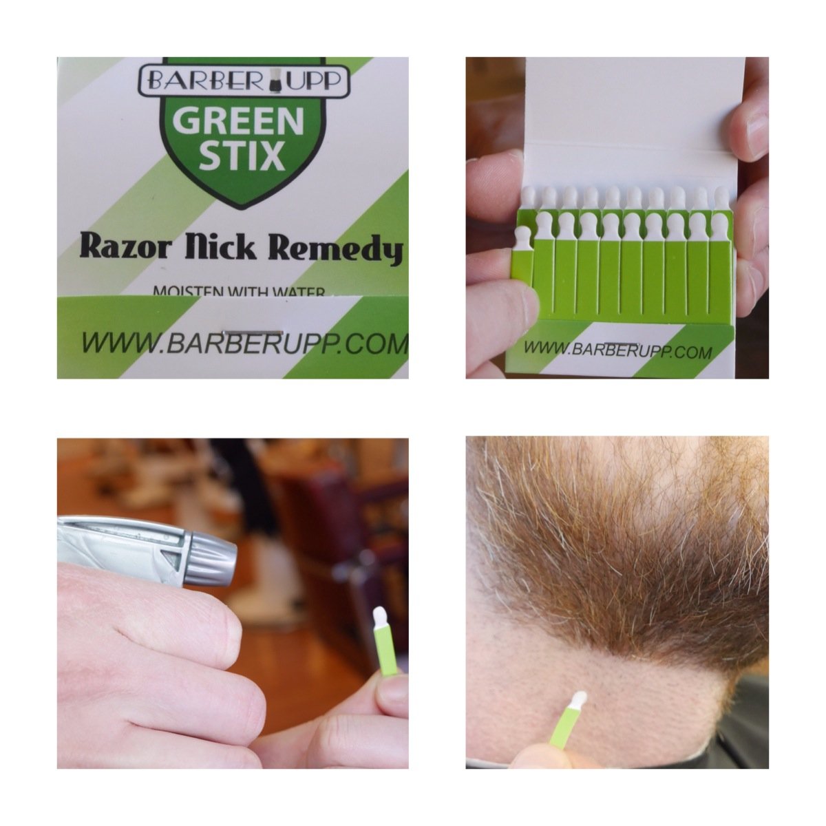 BARBERUPP Styptic Stick Shave Accessories (Green Stix, 3 Pack) Stops