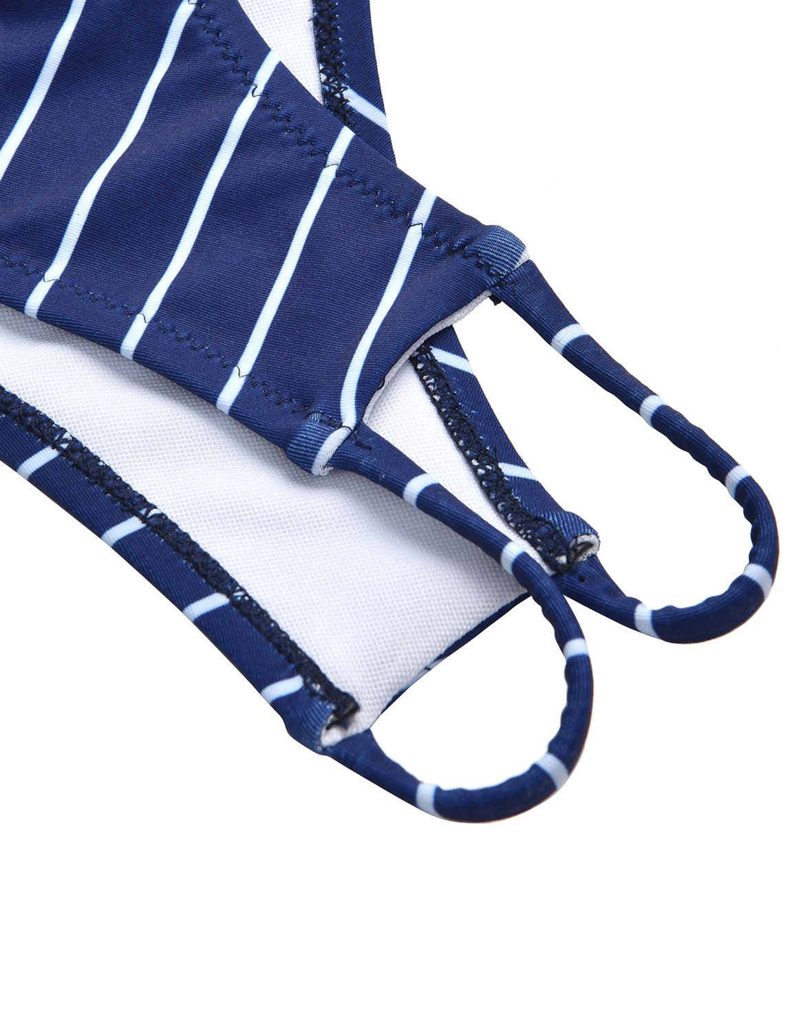 Blooming Jelly Women Blue White Striped Bikini Set,Sexy Triangle Padded Cut Out Swimsuit Swimming Costume for Ladies,Blue,M=UK12