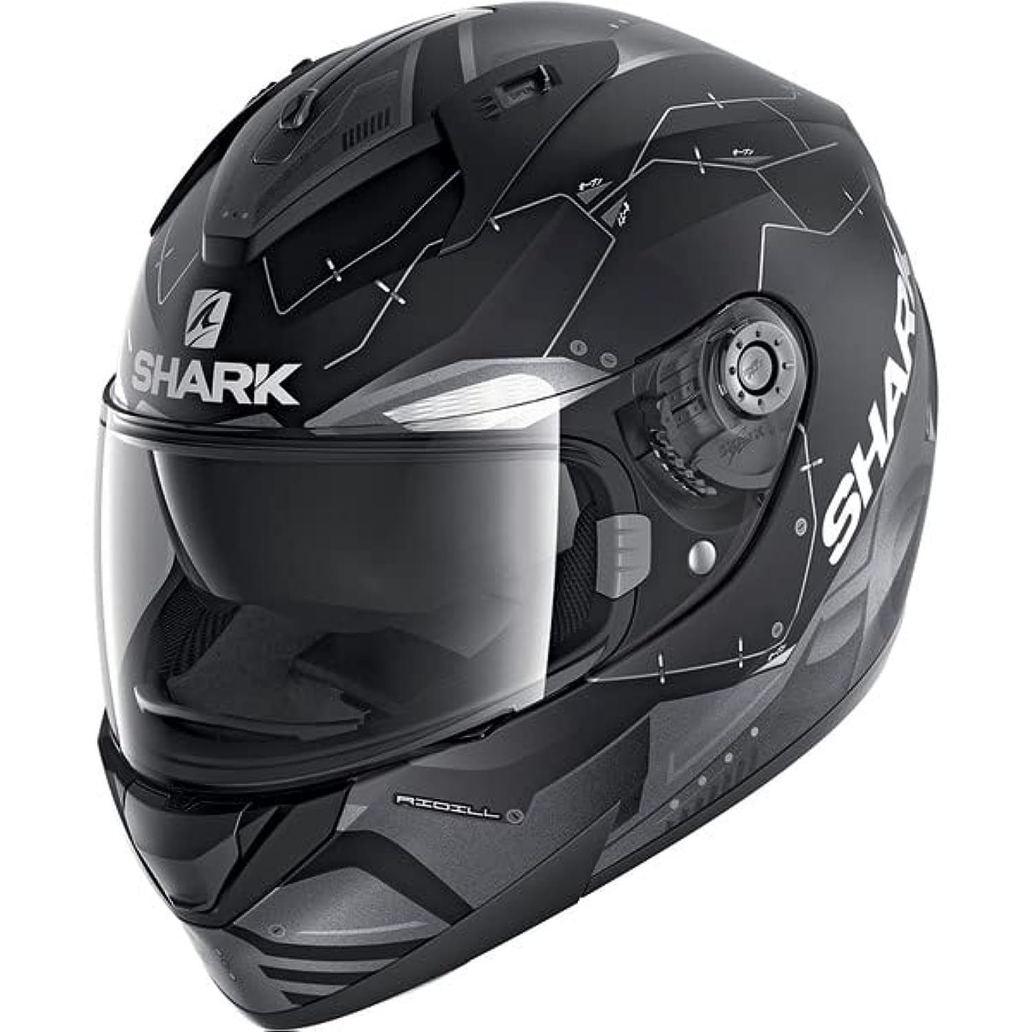 Motorcycle helmets Shark RIDILL 1.2 MECCA Mat KAS, Black/Gray, S, HE0538EKASS