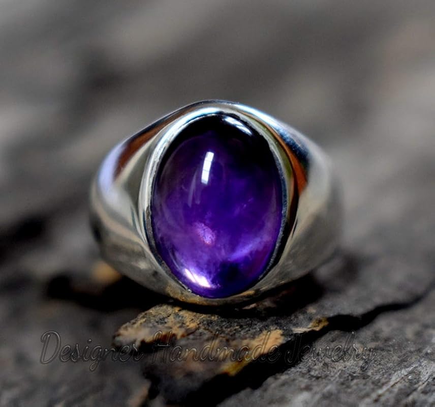 Amazon.com: Natural Amethyst Ring, 925 Solid Sterling Silver Ring