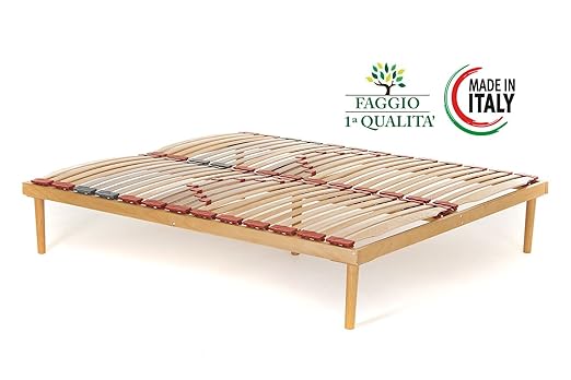 title=Rete Matrimoniale modello Dynamic misura 160x200 in legno di faggio con doghe