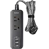 Power Strip with USB - 2 Outlets 3 USB Charging Ports(3.1A, 15W), Desktop Charging Station with 5 ft Braided Extension Cord, 