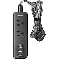 Power Strip with 3 USB Charging Ports(15W/3.1A) and 2 Outlets, Desktop Charging Station with 5 Ft Braided Extension Cord…