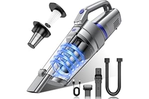 JONYJ Handheld Vacuum Cordless, 16000PA Strong Suction Hand Held Car Vacuum Cleaner, Portable Hand Vacuum Rechargeable with Multi-Nozzles & LED Light for Home, Car, Office, Pets