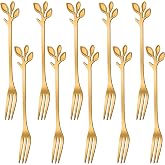 AnSaw 10-Piece Gold Leaf Dessert Forks Set - 4.7" Mini Cocktail Forks | Stainless Steel Forks,Appetizer Forks,Fruit Forks,Cake Forks,Salad Forks,Small Fork,Parties &amp; Home Use