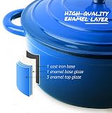 OVERMONT Enamelled Cast Iron Round Casserole Dish 5.2L with Lid view 6