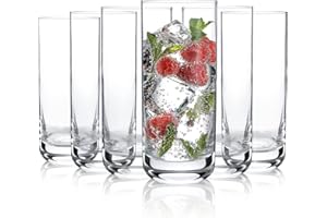 D.M DESIGN·MASTER [6 Pack,13.5 OZ] -Premium Highball Glasses, Heavy Base Tall Bar Glass, Drinking Glasses for Water, Juice, B