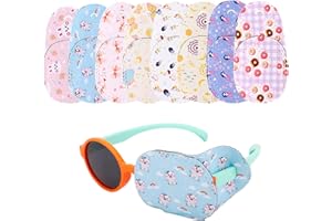 8pcs Kids Left Eye Patches Patch, Reusable Covers for Glasses Fun Cartoon Prints Comfortable Eyes Shield for Toddlers Girls L
